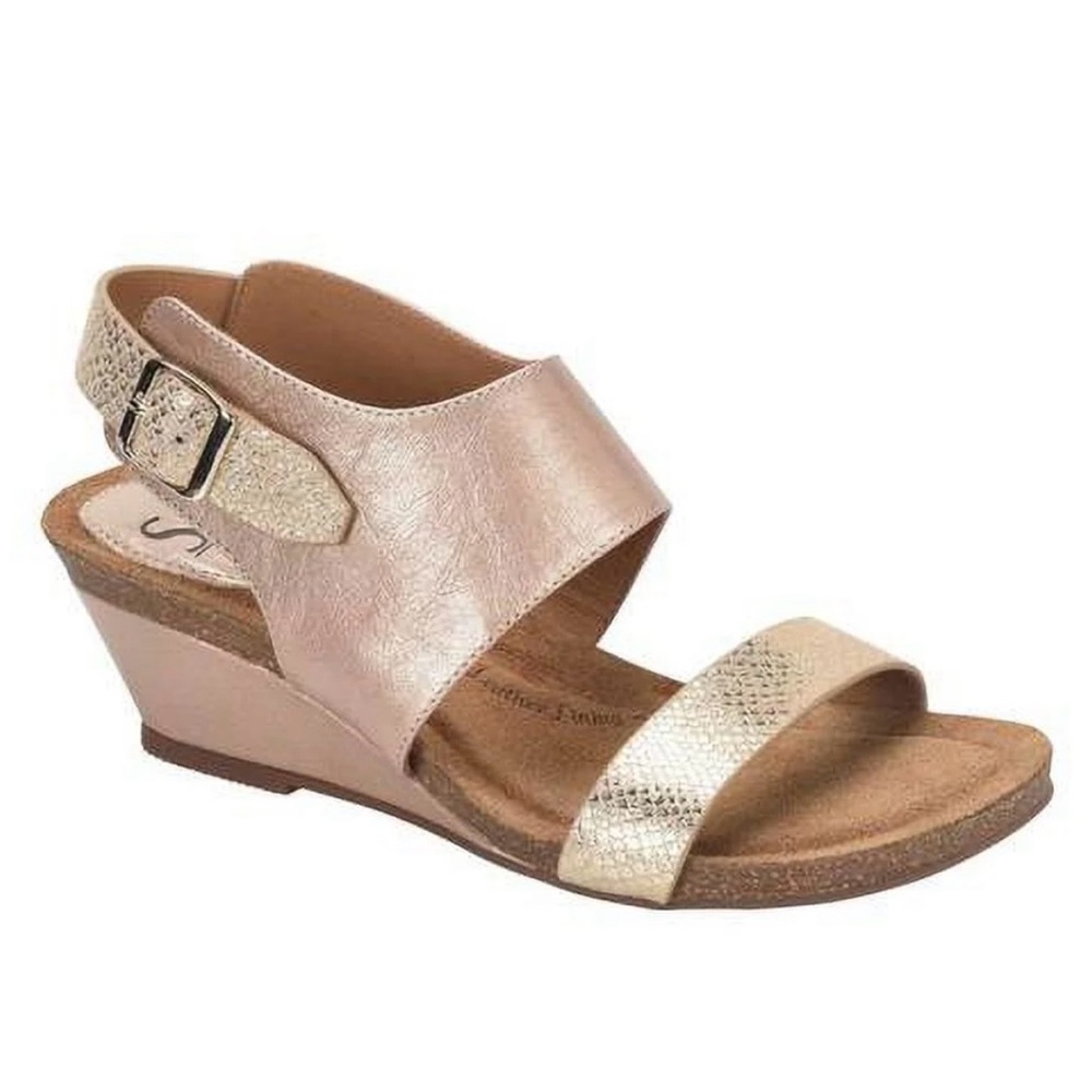 Sofft Vanita Wedge Sandal in Champagne & Gold size 8.5M